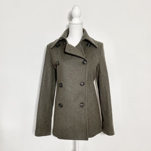 J Crew M grey khaki wool/thinsulate peacoat